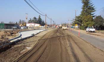 Flattened dirt near the road