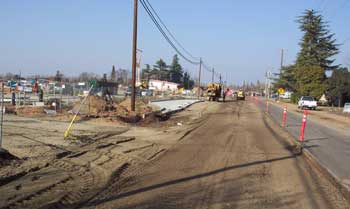 Flattened dirt near the road