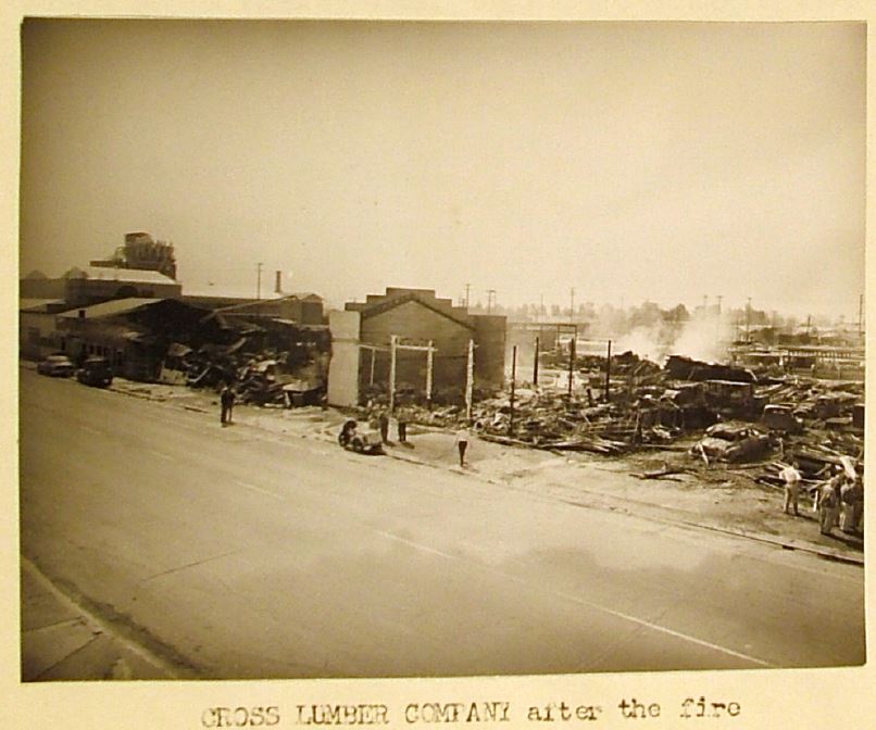 Cross Lumber Company after the fire