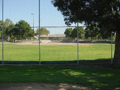 Ball field behind high fence