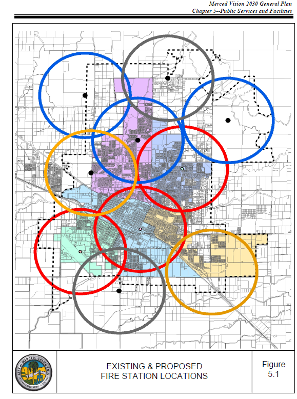 Merced Vision 2030 Existing and Proposed Fire Station Locations